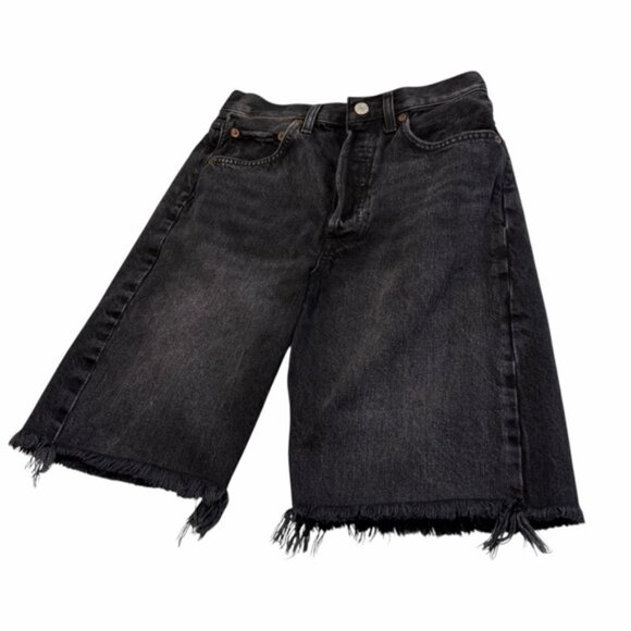 Agolde Pants - AGOLDE Women's Black Denim Shorts Raw Hem Button Fly Sz 24